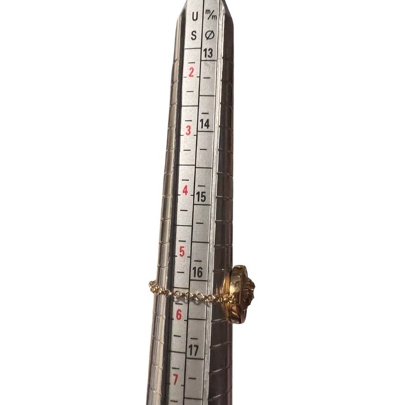 Rare Versace Authentic Medusa Baroque 18K Au750 Gold Onyx Chain Pinky Ring - Picture 7 of 7